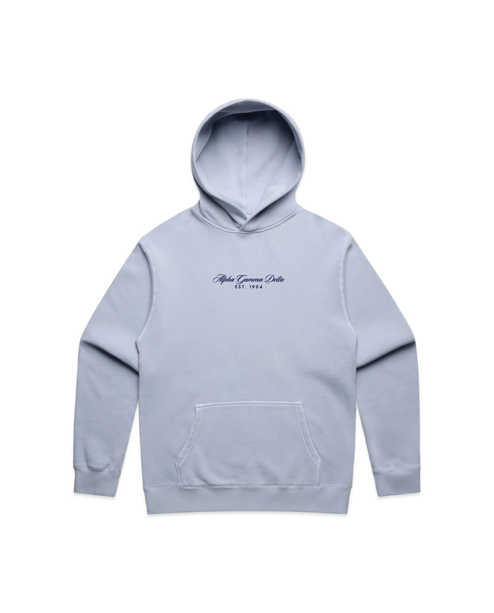 Embroidered Script Faded Blue Heavy Weight Sorority Hoodie