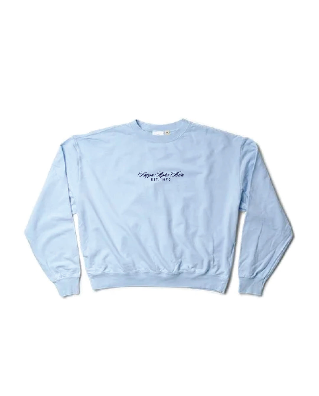 Script Embroidered Arctic Blue Light Weight Sorority Crewneck