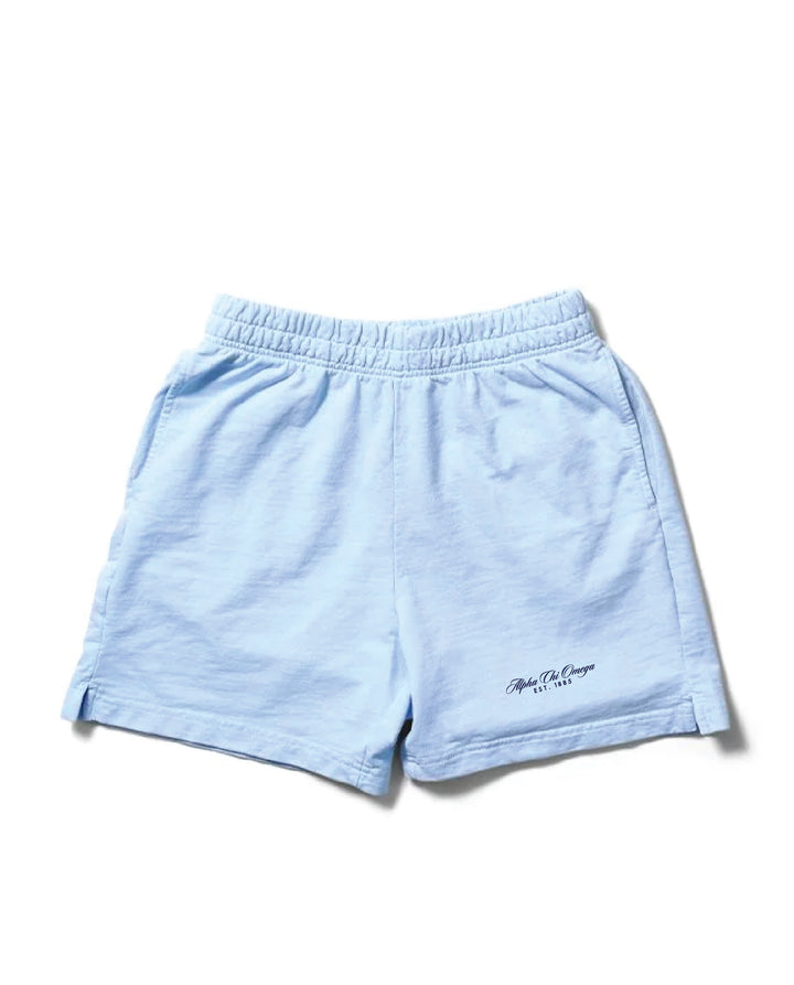 Script Embroidered Arctic Blue Sorority Shorts