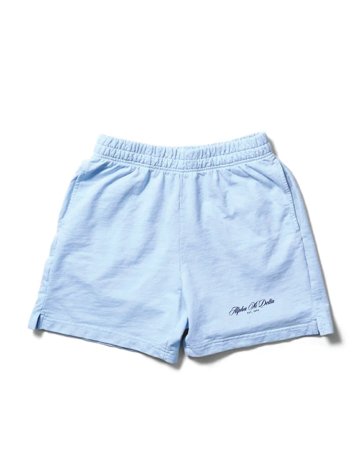 Script Embroidered Arctic Blue Sorority Shorts