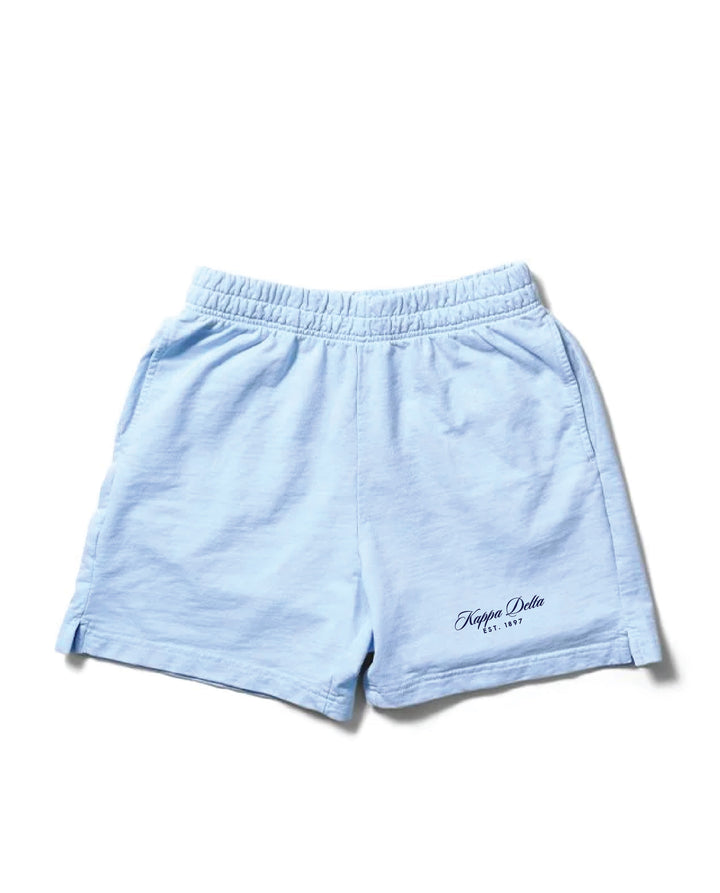Script Embroidered Arctic Blue Sorority Shorts