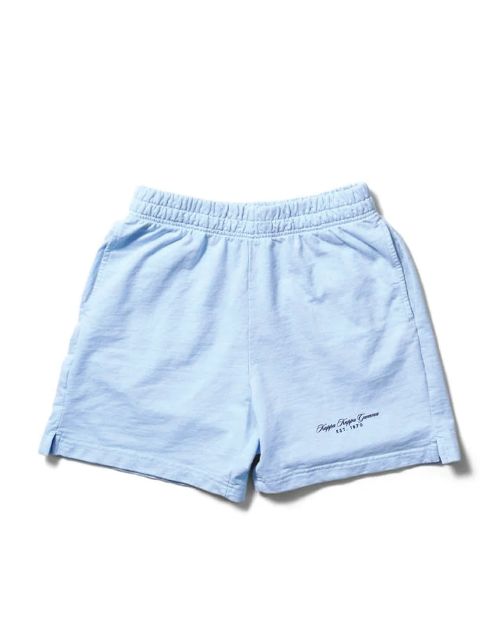 Script Embroidered Arctic Blue Sorority Shorts