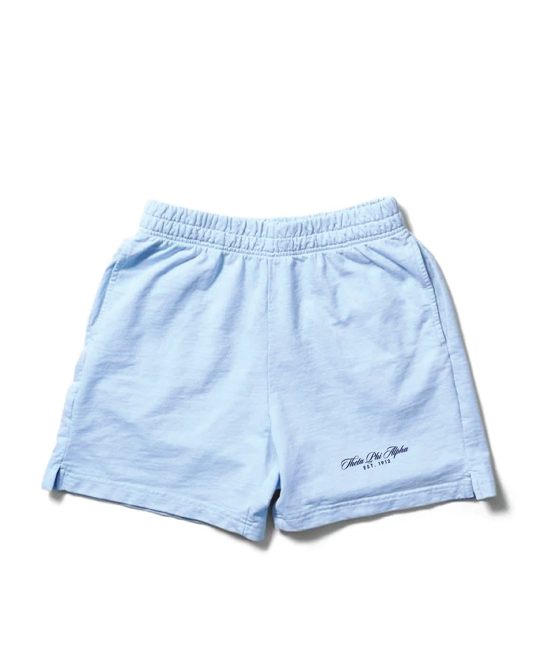 Script Embroidered Arctic Blue Sorority Shorts