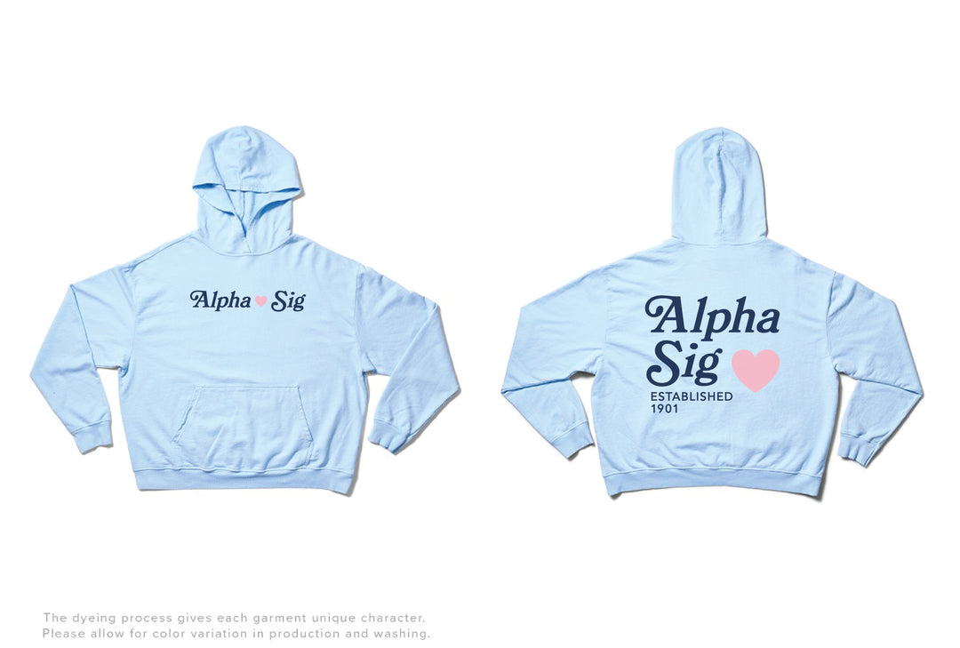 Arctic Blue Heart Light Weight Sorority Hoodie