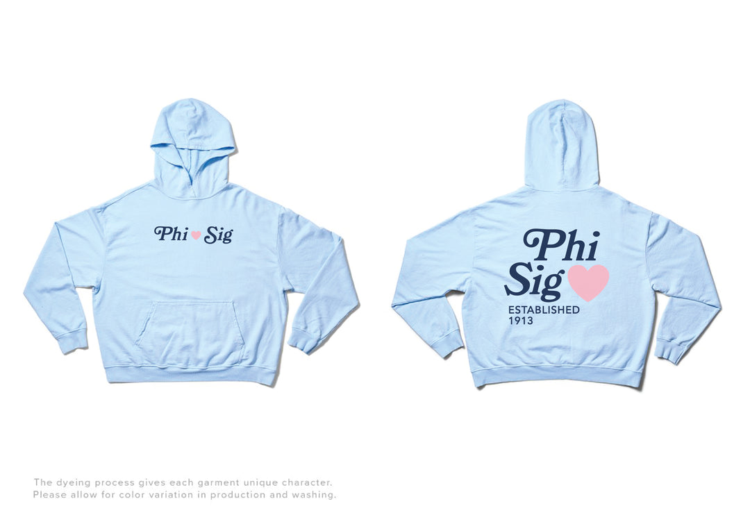 Arctic Blue Heart Light Weight Sorority Hoodie