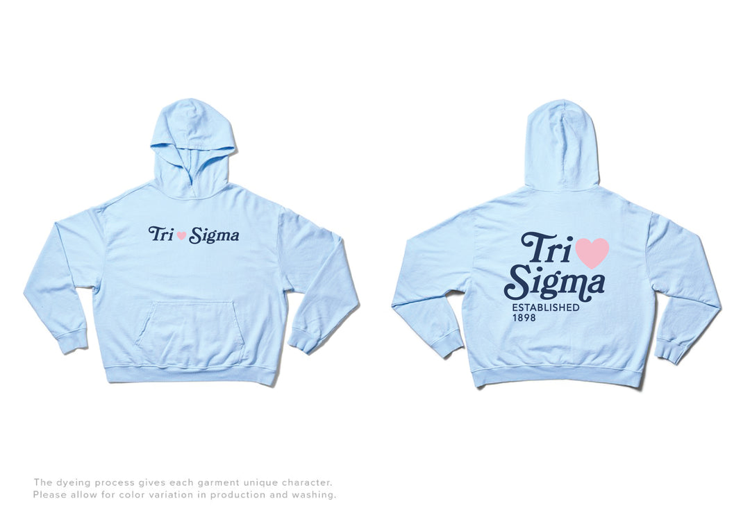 Arctic Blue Heart Light Weight Sorority Hoodie