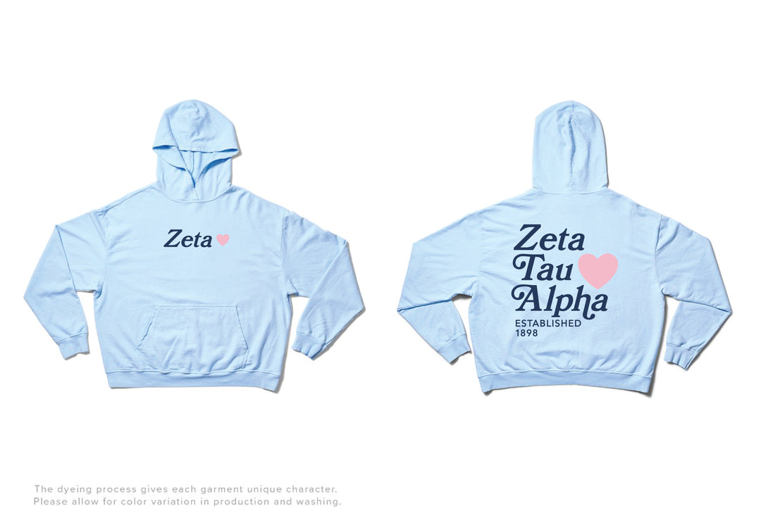 Arctic Blue Heart Light Weight Sorority Hoodie