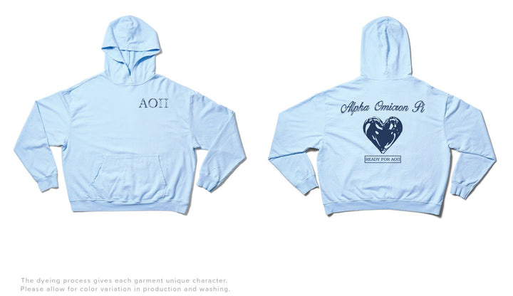 Arctic Blue Metallic Heart Light Weight Sorority Hoodie - 2XL