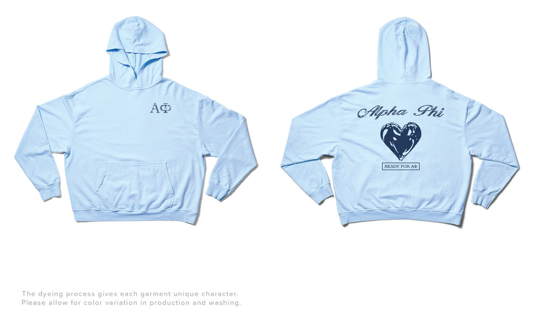 Arctic Blue Metallic Heart Light Weight Sorority Hoodie