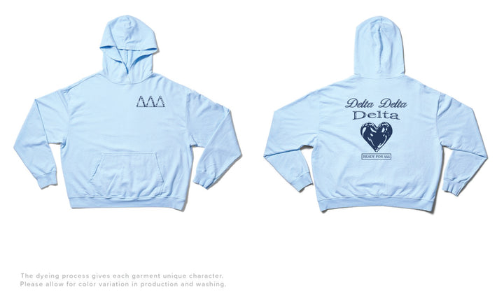 Arctic Blue Metallic Heart Light Weight Sorority Hoodie