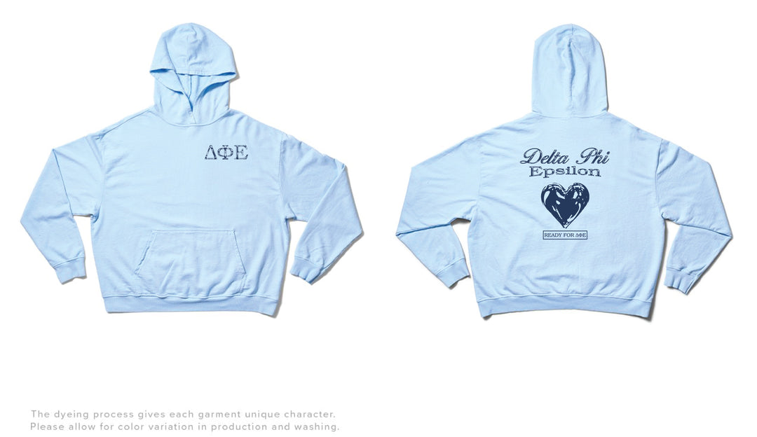 Arctic Blue Metallic Heart Light Weight Sorority Hoodie - 2XL