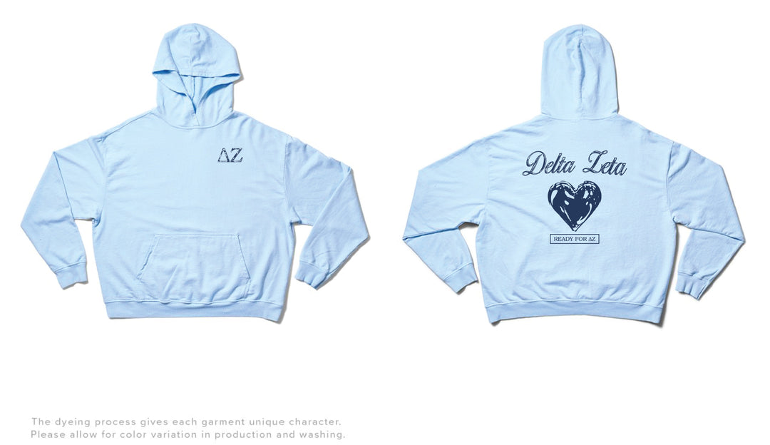 Arctic Blue Metallic Heart Light Weight Sorority Hoodie - 2XL