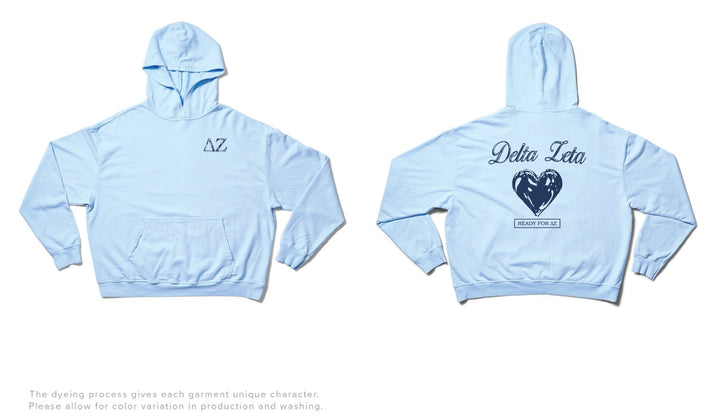 Arctic Blue Metallic Heart Light Weight Sorority Hoodie - 2XL