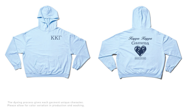 Arctic Blue Metallic Heart Light Weight Sorority Hoodie - 2XL