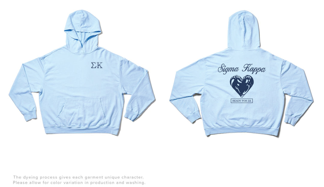 Arctic Blue Metallic Heart Light Weight Sorority Hoodie