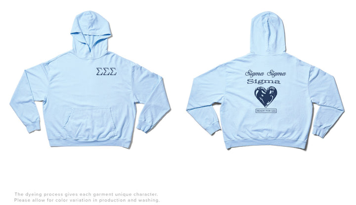 Arctic Blue Metallic Heart Light Weight Sorority Hoodie