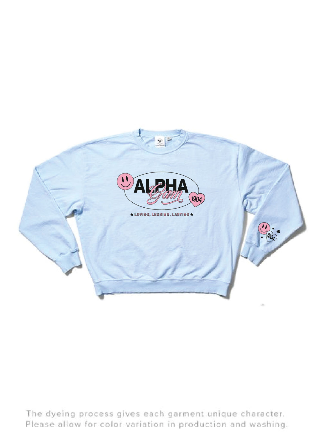 Arctic Blue Smiley Matching Set Sorority Light Weight Crewneck