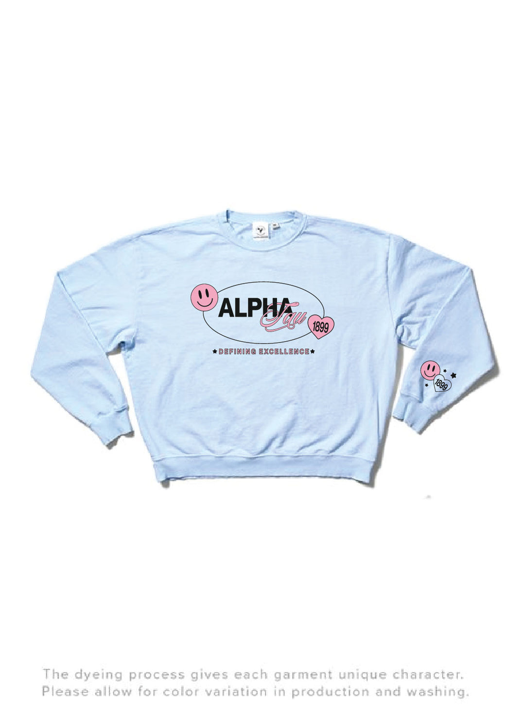 Arctic Blue Smiley Matching Set Sorority Light Weight Crewneck