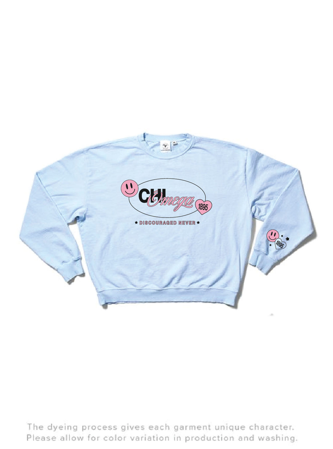 Arctic Blue Smiley Matching Set Sorority Light Weight Crewneck