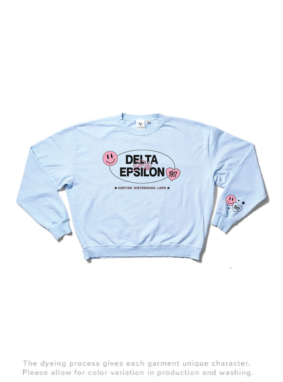 Arctic Blue Smiley Matching Set Sorority Light Weight Crewneck
