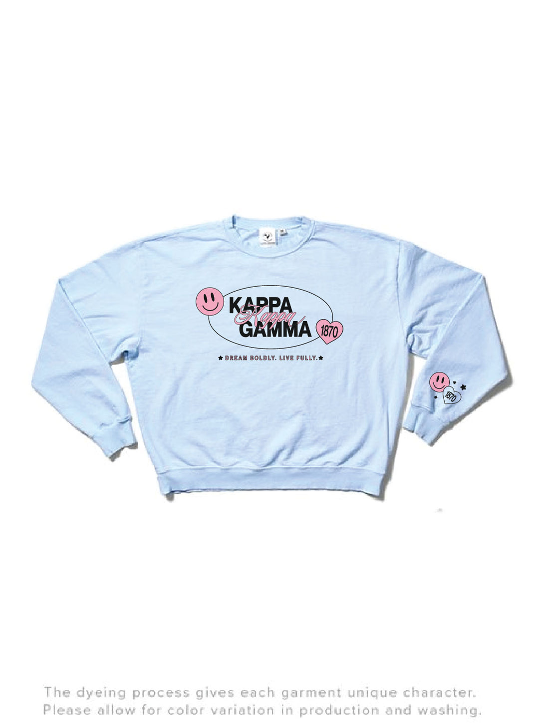 Arctic Blue Smiley Matching Set Sorority Light Weight Crewneck