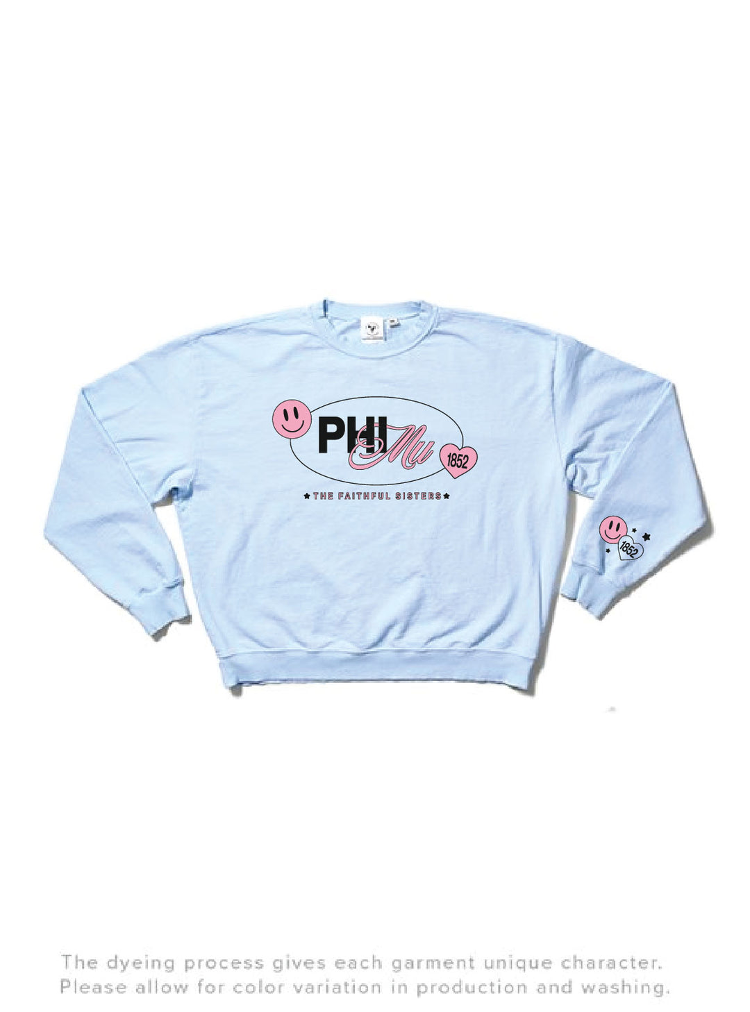 Arctic Blue Smiley Matching Set Sorority Light Weight Crewneck