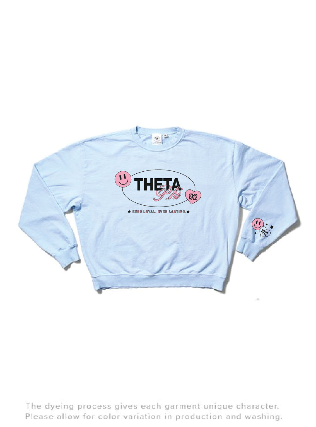 Arctic Blue Smiley Matching Set Sorority Light Weight Crewneck