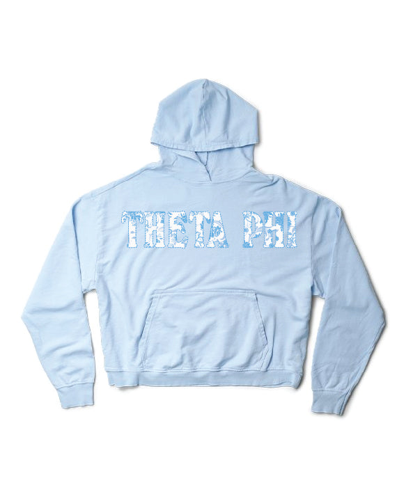 Arctic Blue Floral Light Weight Sorority Hoodie