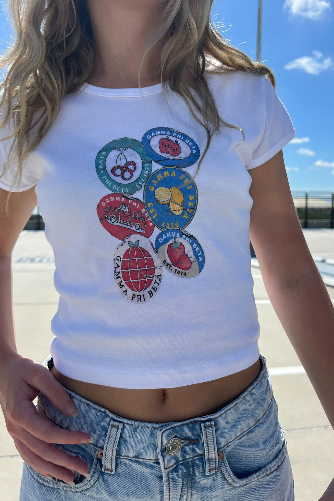 Fruit Sticker Sorority Baby Tee