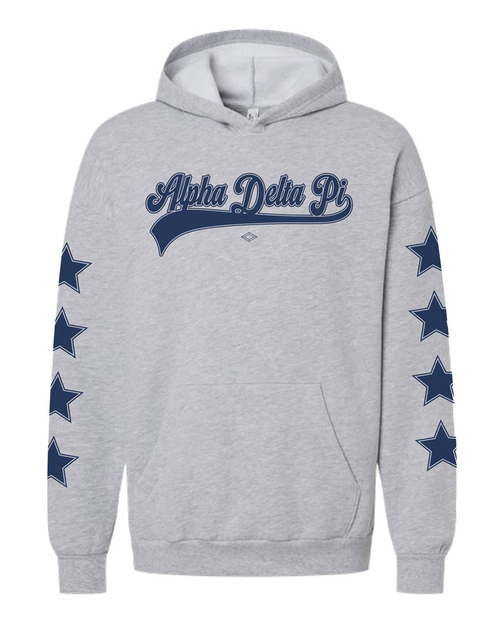 Alpha Delta Pi Star Sleeve Baseball Sorority Hoodie