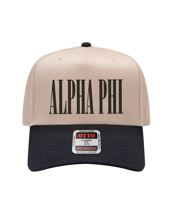 Embroidered Sorority Black/Khaki Hat