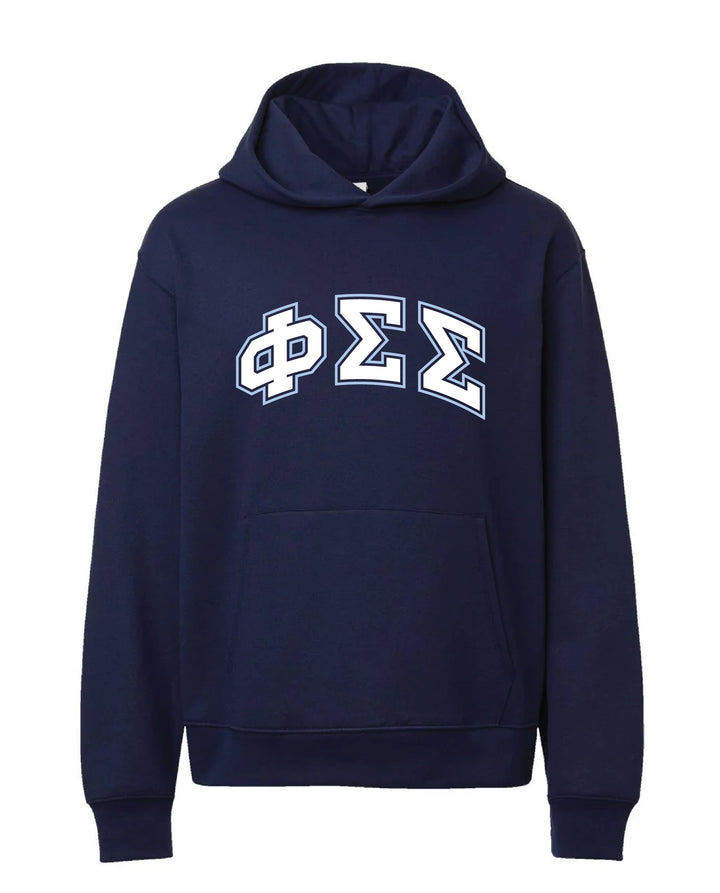 Block Letter Outline Navy Heavy Weight Sorority Hoodie