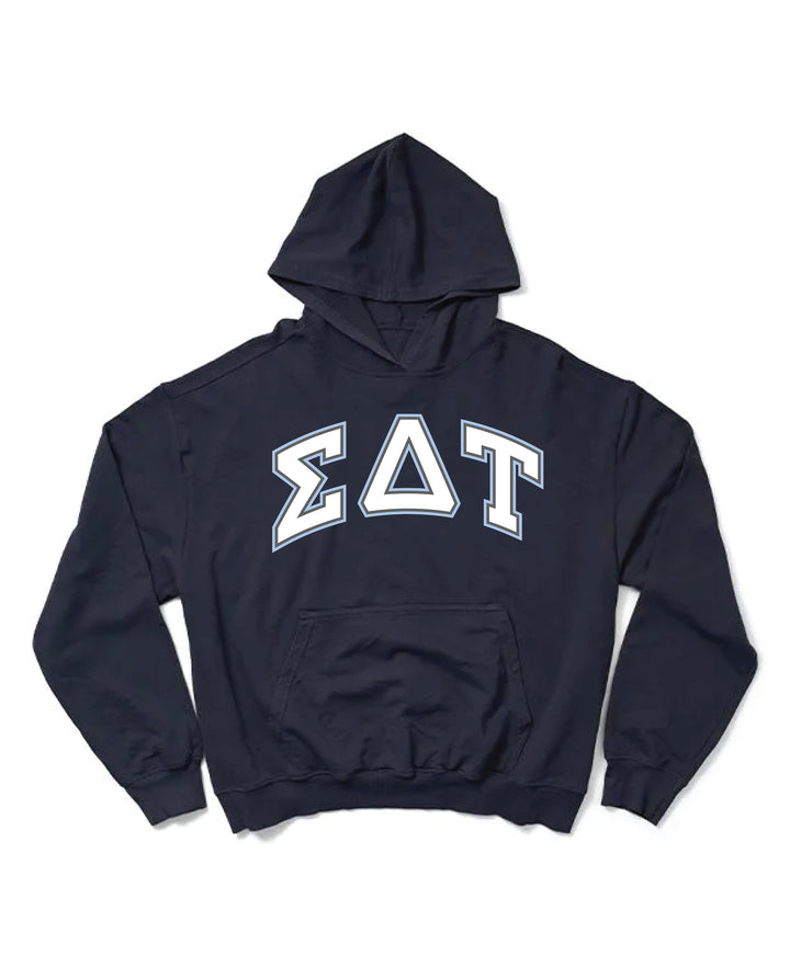 Block Letter Midnight Sky Light Weight Sorority Hoodie