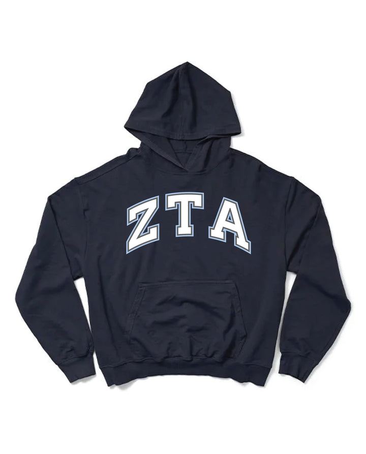 Block Letter Midnight Sky Light Weight Sorority Hoodie