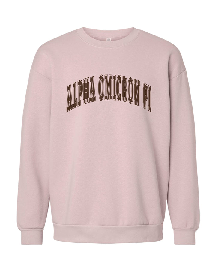 Alpha Omicron Pi Brown & Blush Crewneck