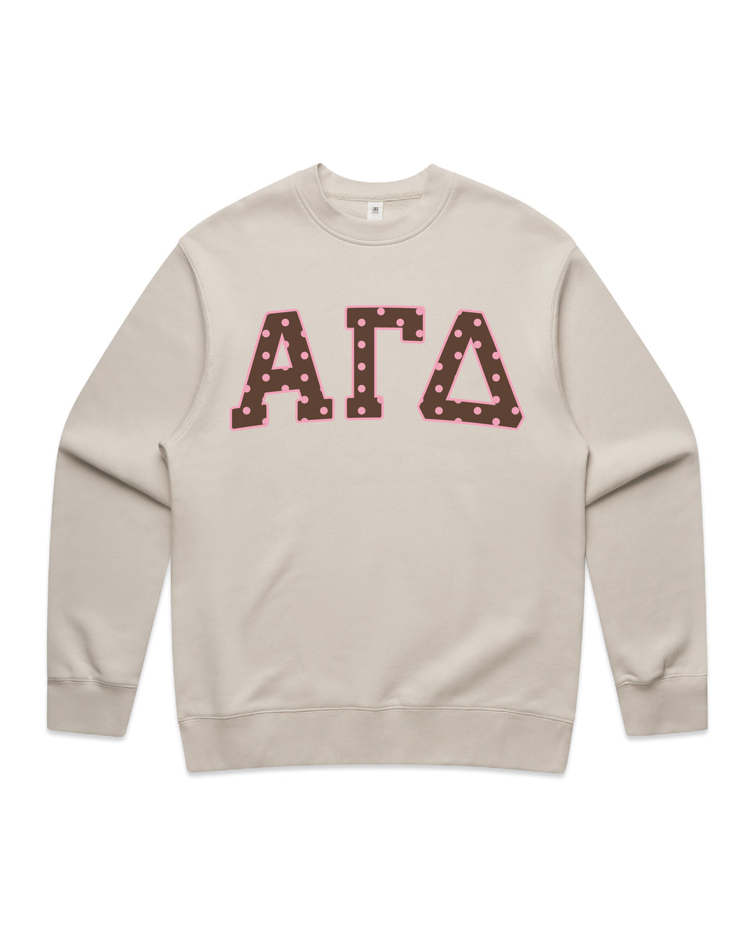 Alpha Gamma Delta Brown & Pink Polka Dot Heavy Weight Crewneck