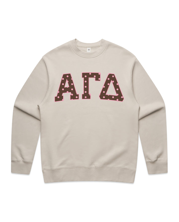Alpha Gamma Delta Brown & Pink Polka Dot Heavy Weight Crewneck