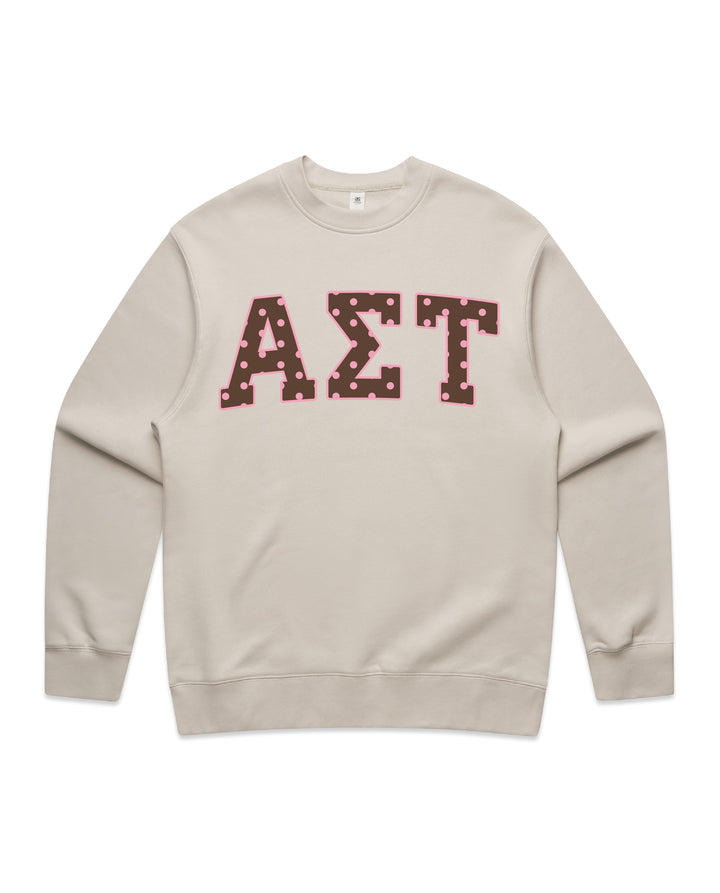 Brown & Pink Polka Dot Heavy Weight Sorority Crewneck