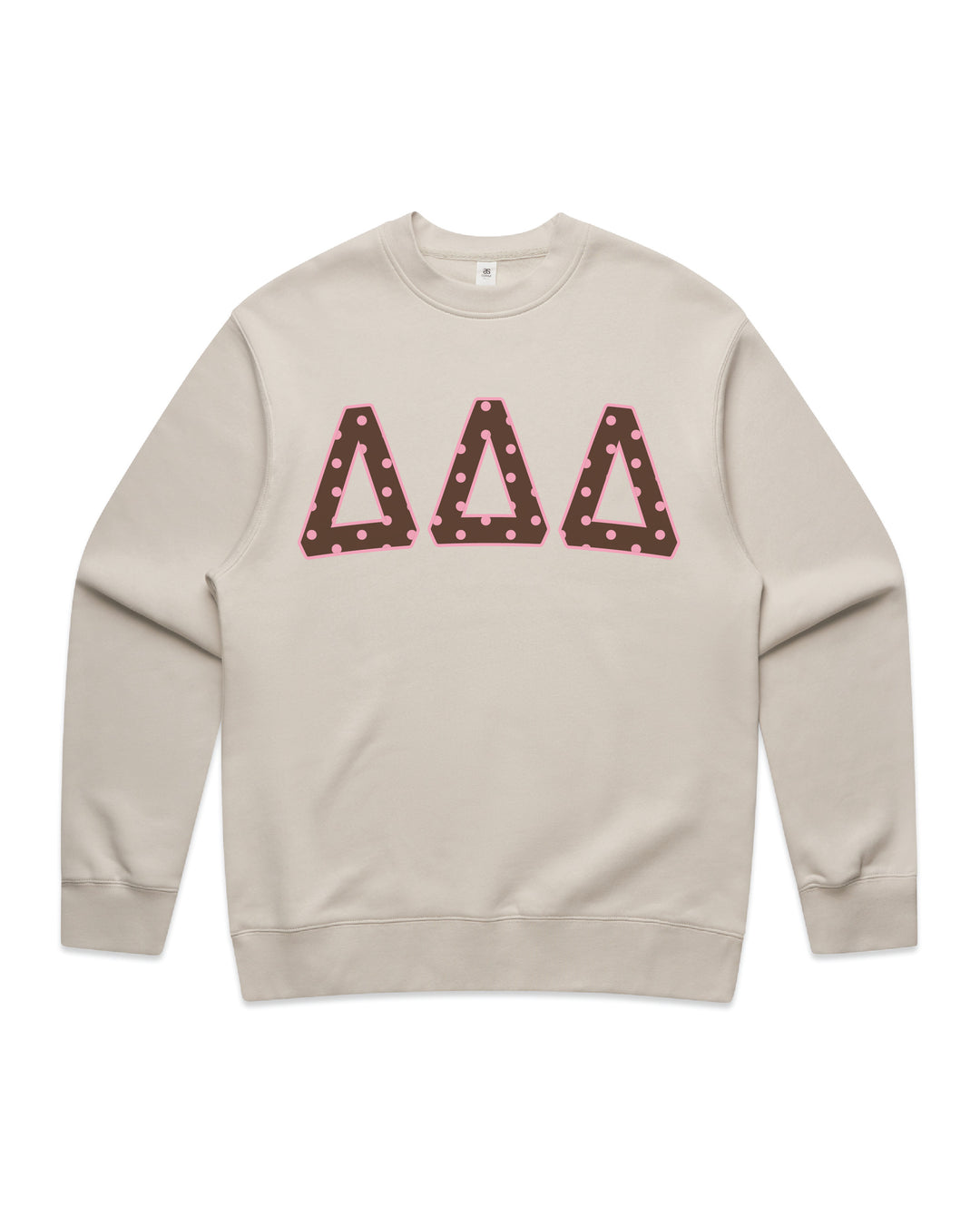 Delta Delta Delta Brown & Pink Polka Dot Heavy Weight Crewneck