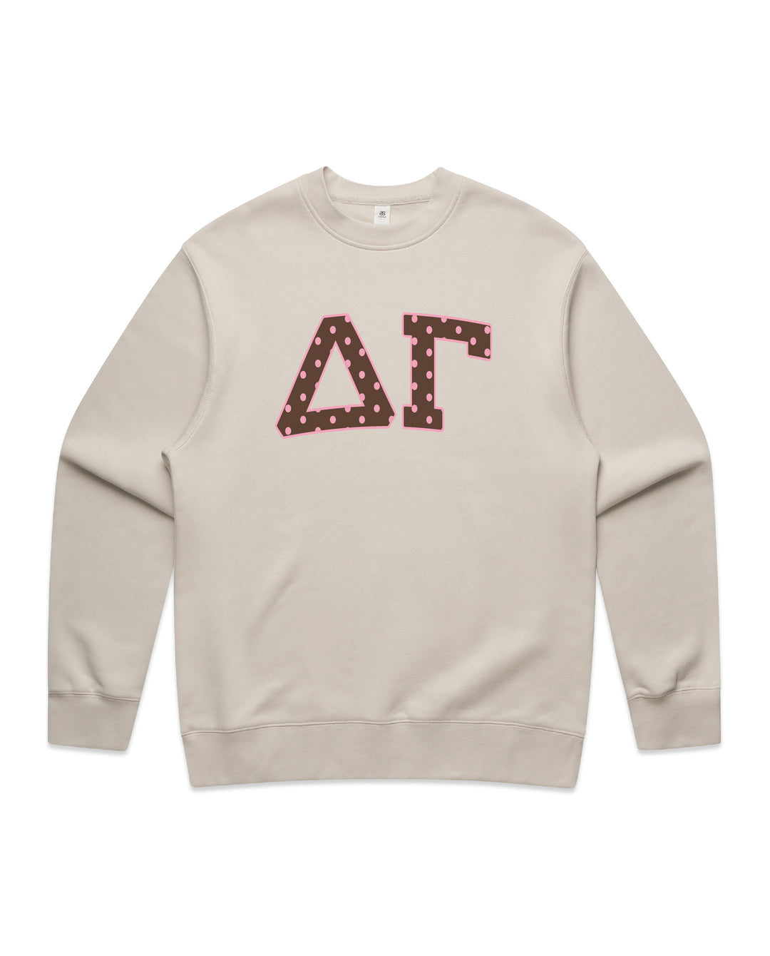 Delta Gamma Brown & Pink Polka Dot Heavy Weight Crewneck