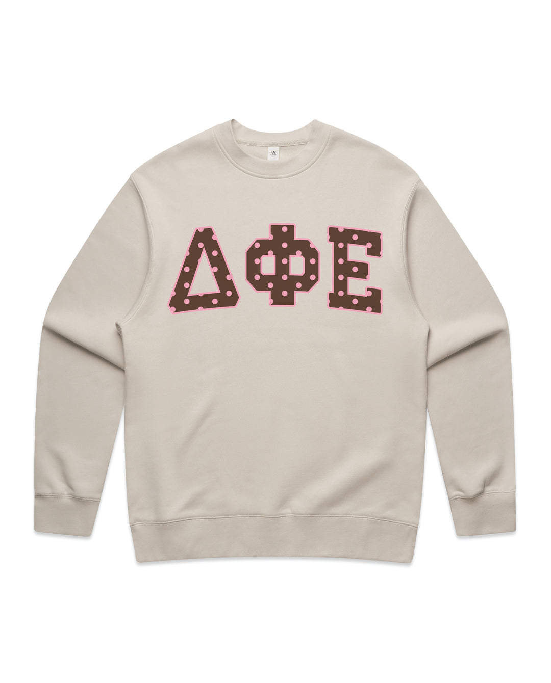 Delta Phi Epsilon Brown & Pink Polka Dot Heavy Weight Crewneck