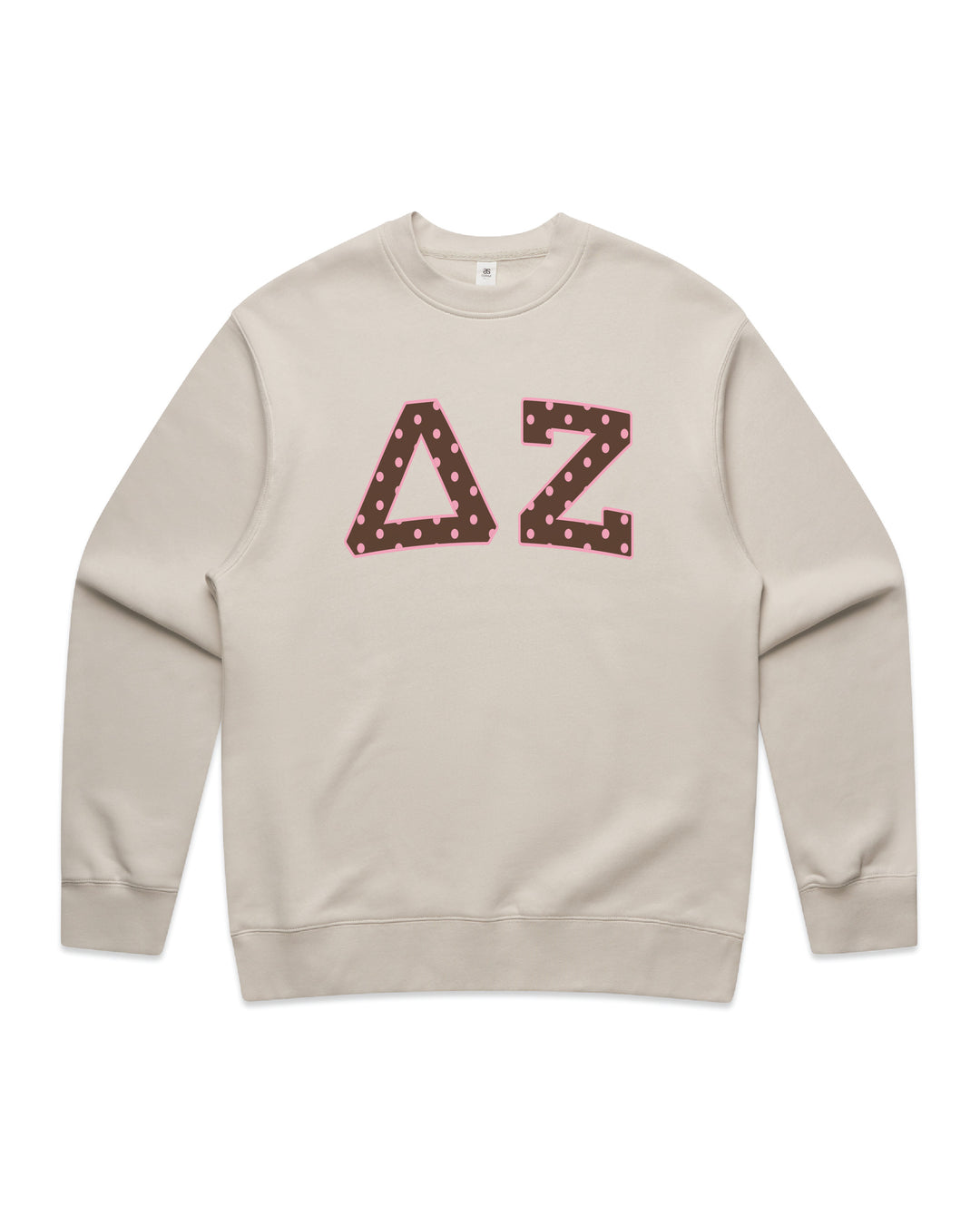 Delta Zeta Brown & Pink Polka Dot Heavy Weight Crewneck