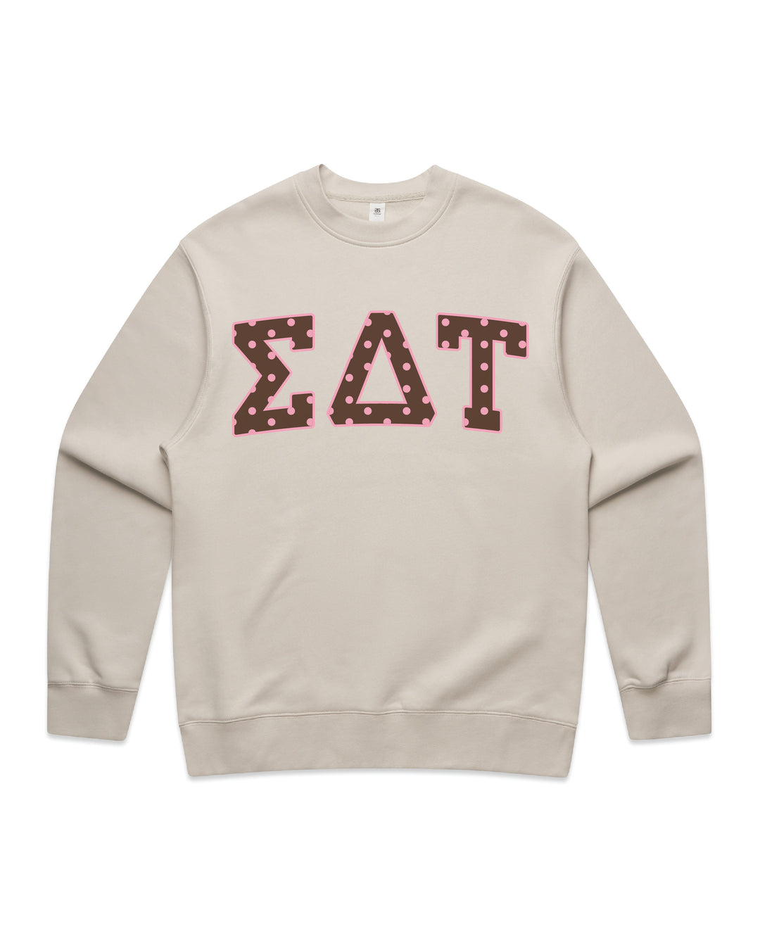 Sigma Delta Tau Brown & Pink Polka Dot Heavy Weight Crewneck