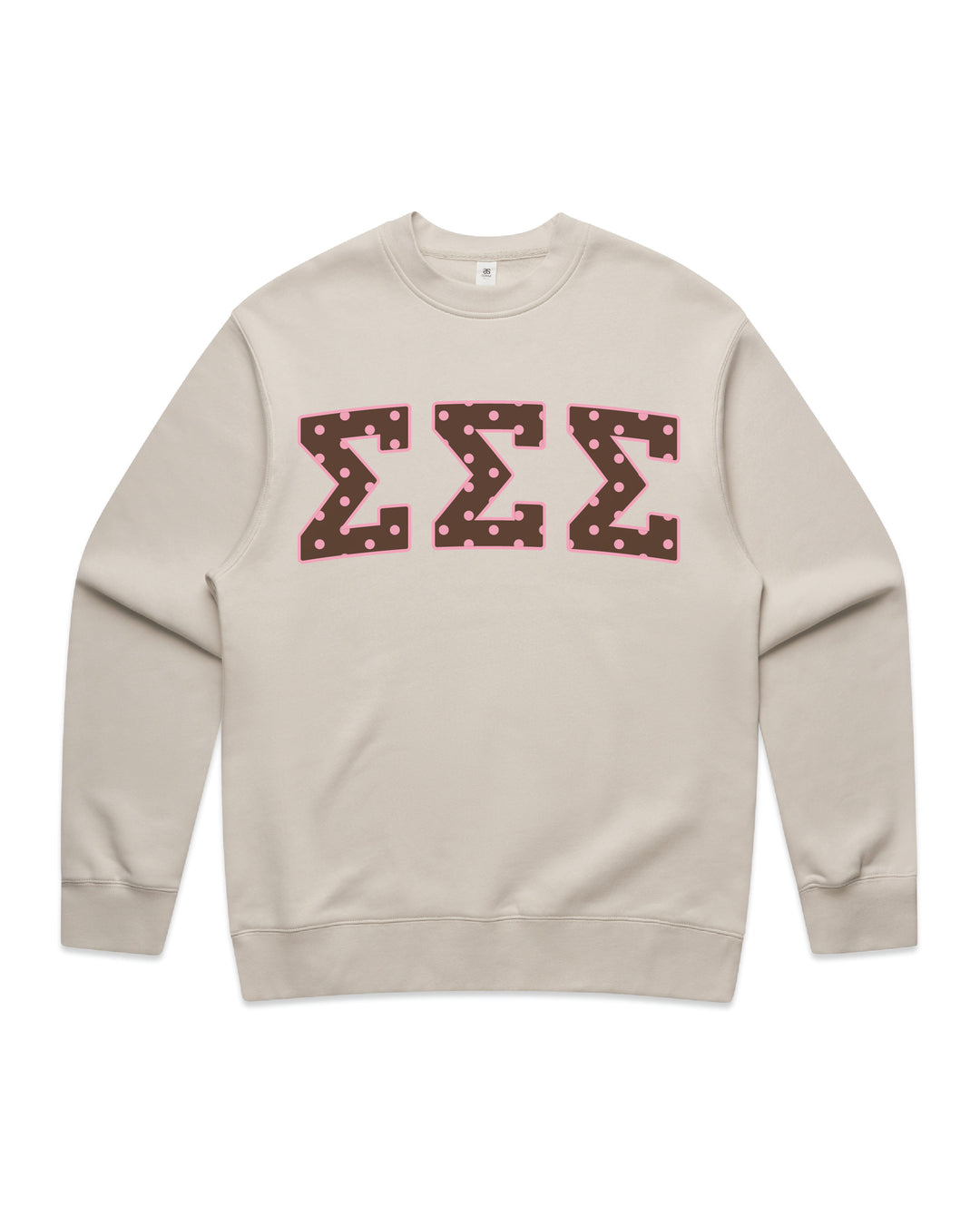 Sigma Sigma Sigma Brown & Pink Polka Dot Heavy Weight Crewneck