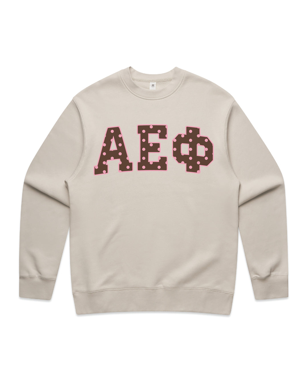 Alpha Epsilon Phi Brown & Pink Polka Dot Heavy Weight Crewneck