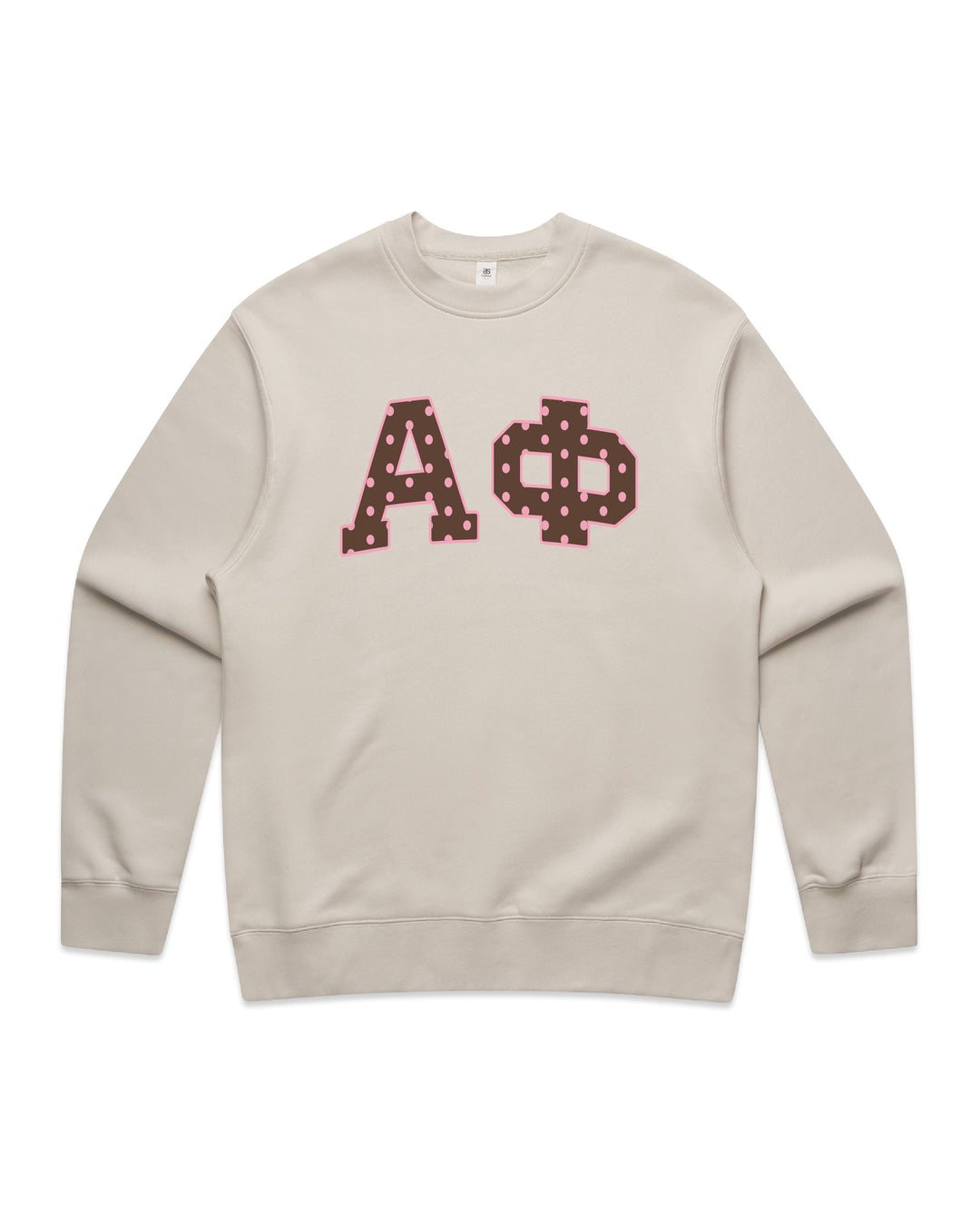 Alpha Phi Brown & Pink Polka Dot Heavy Weight Crewneck