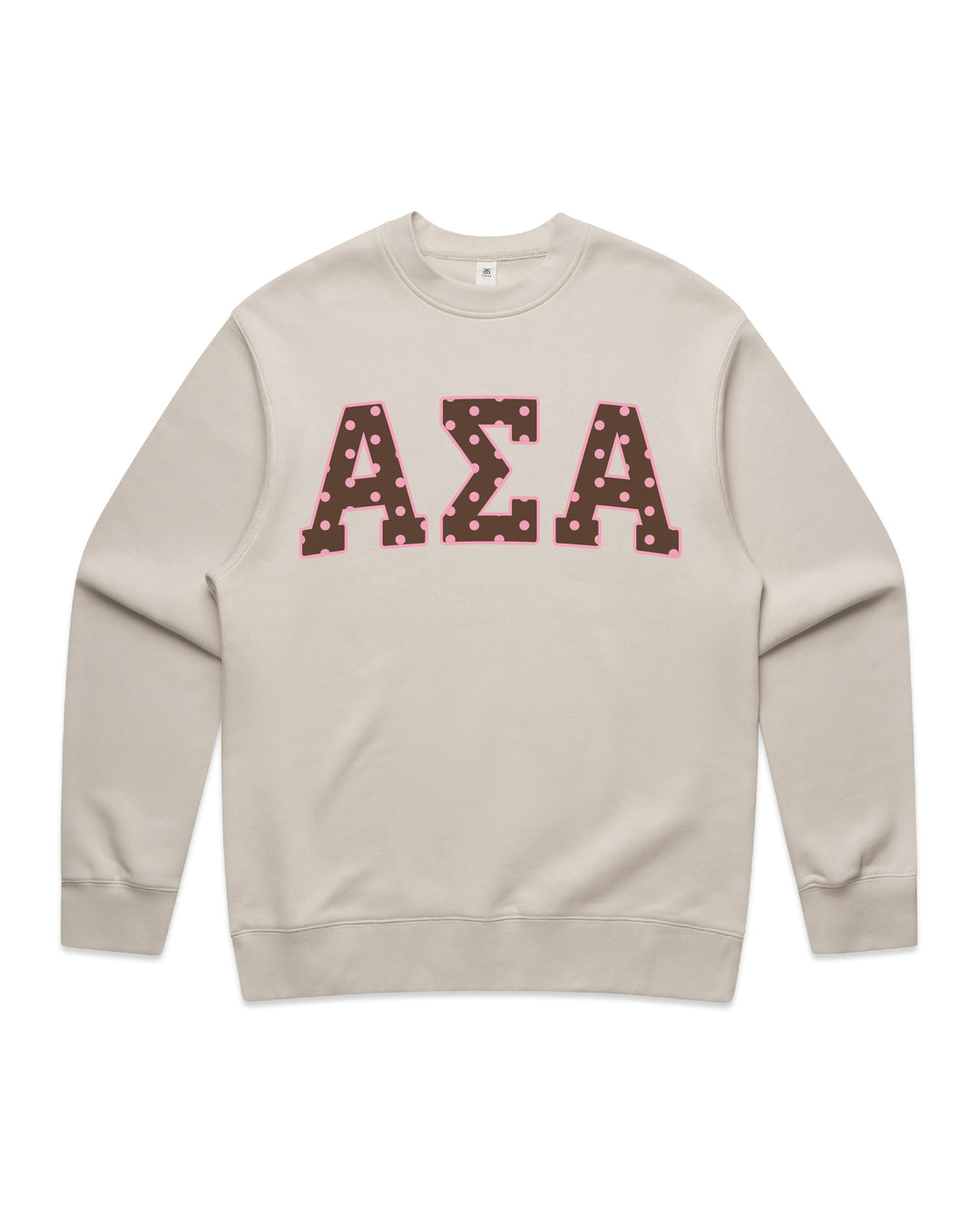 Alpha Sigma Alpha Brown & Pink Polka Dot Heavy Weight Crewneck