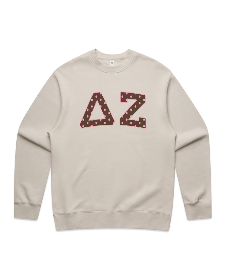 Delta Zeta Brown & Pink Polka Dot Heavy Weight Crewneck