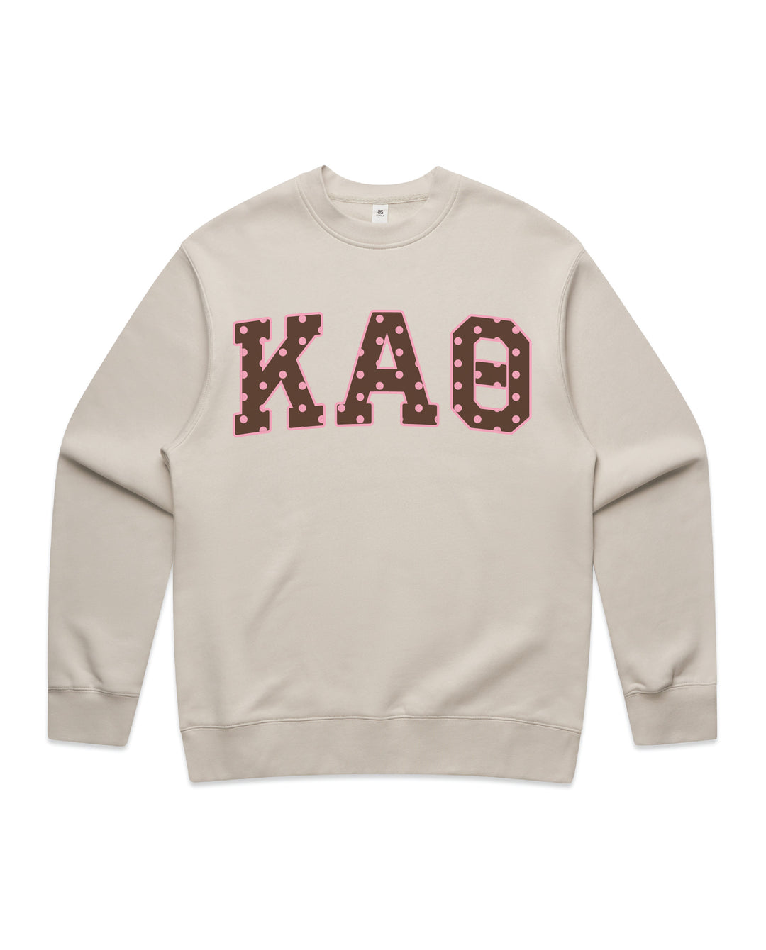 Kappa Alpha Theta Brown & Pink Polka Dot Heavy Weight Crewneck