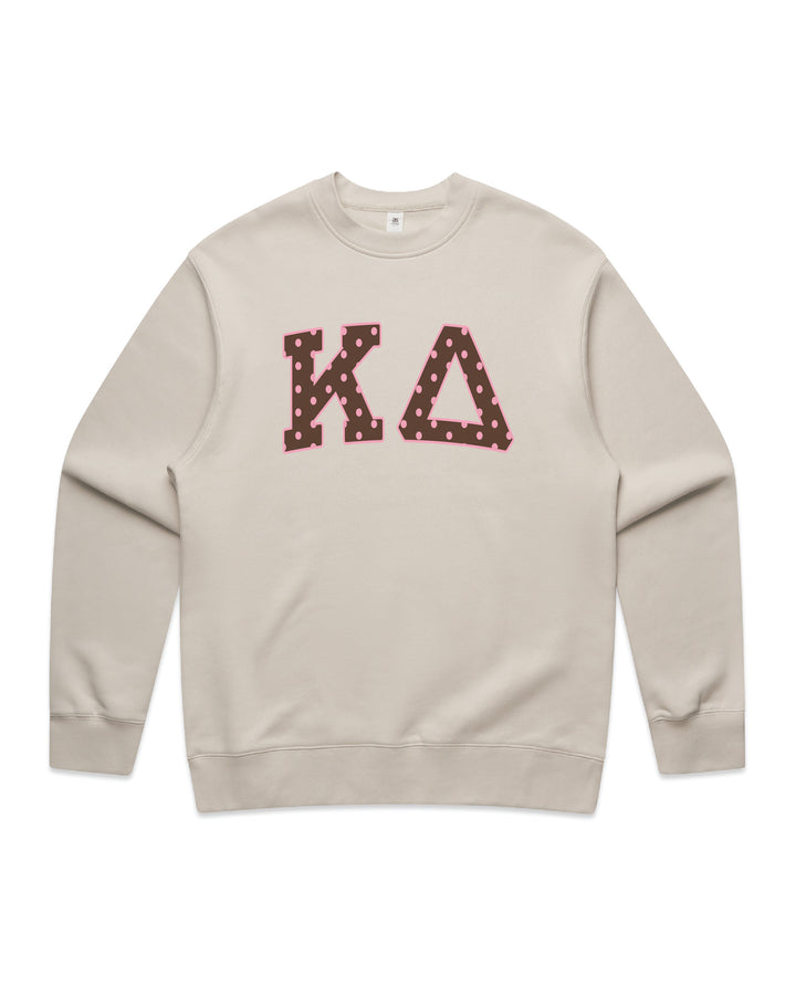 Kappa Delta Brown & Pink Polka Dot Heavy Weight Crewneck